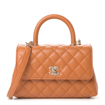Chanel Caviar Quilted Mini Coco Handle Flap Light Brown 1 of 11