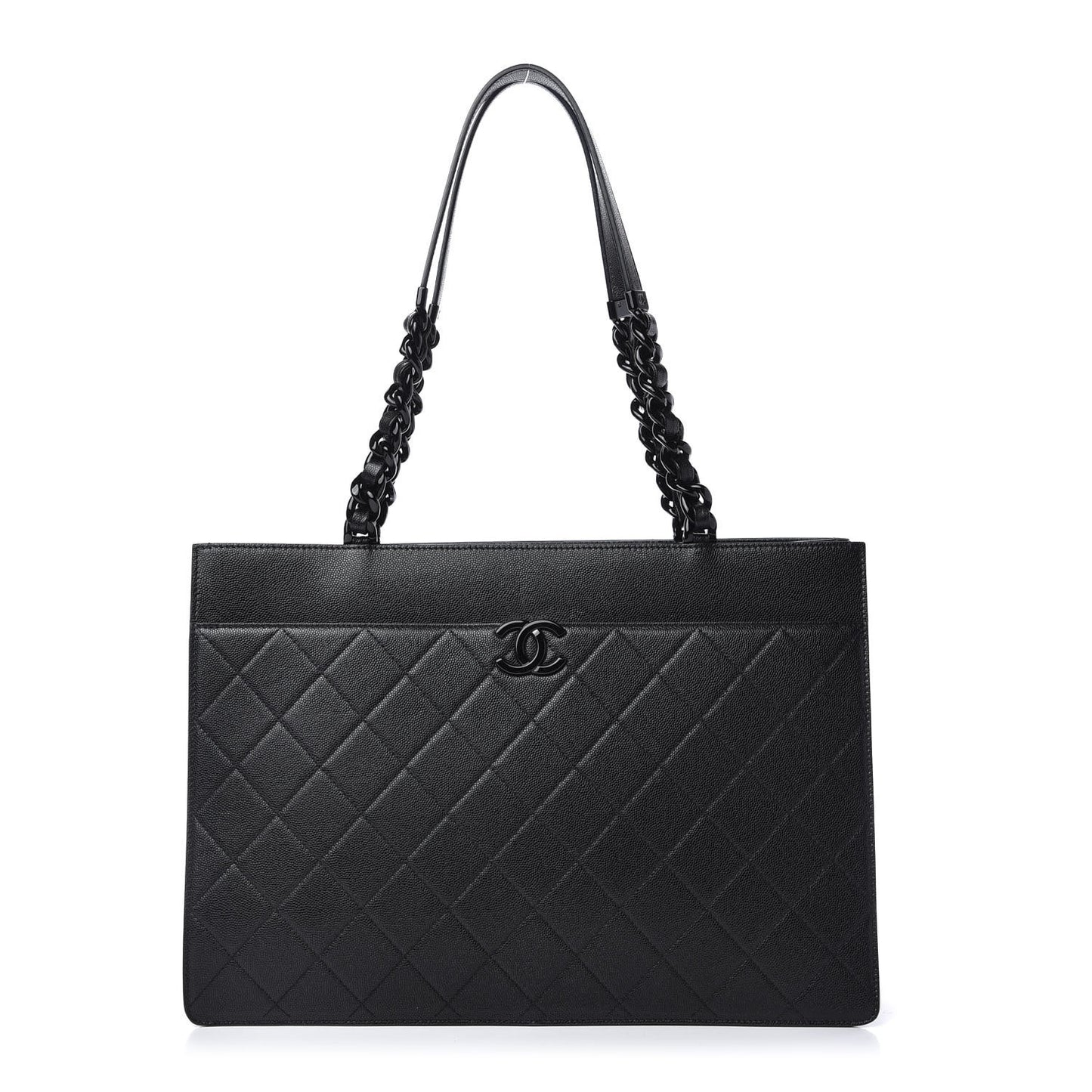 Caviar Quilted My Everything Large Shopping Tote Black