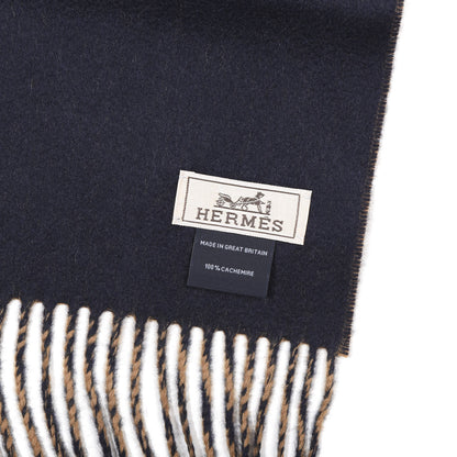 Hermes Cashmere Recto Verso Muffler Camel Marine 3 of 4