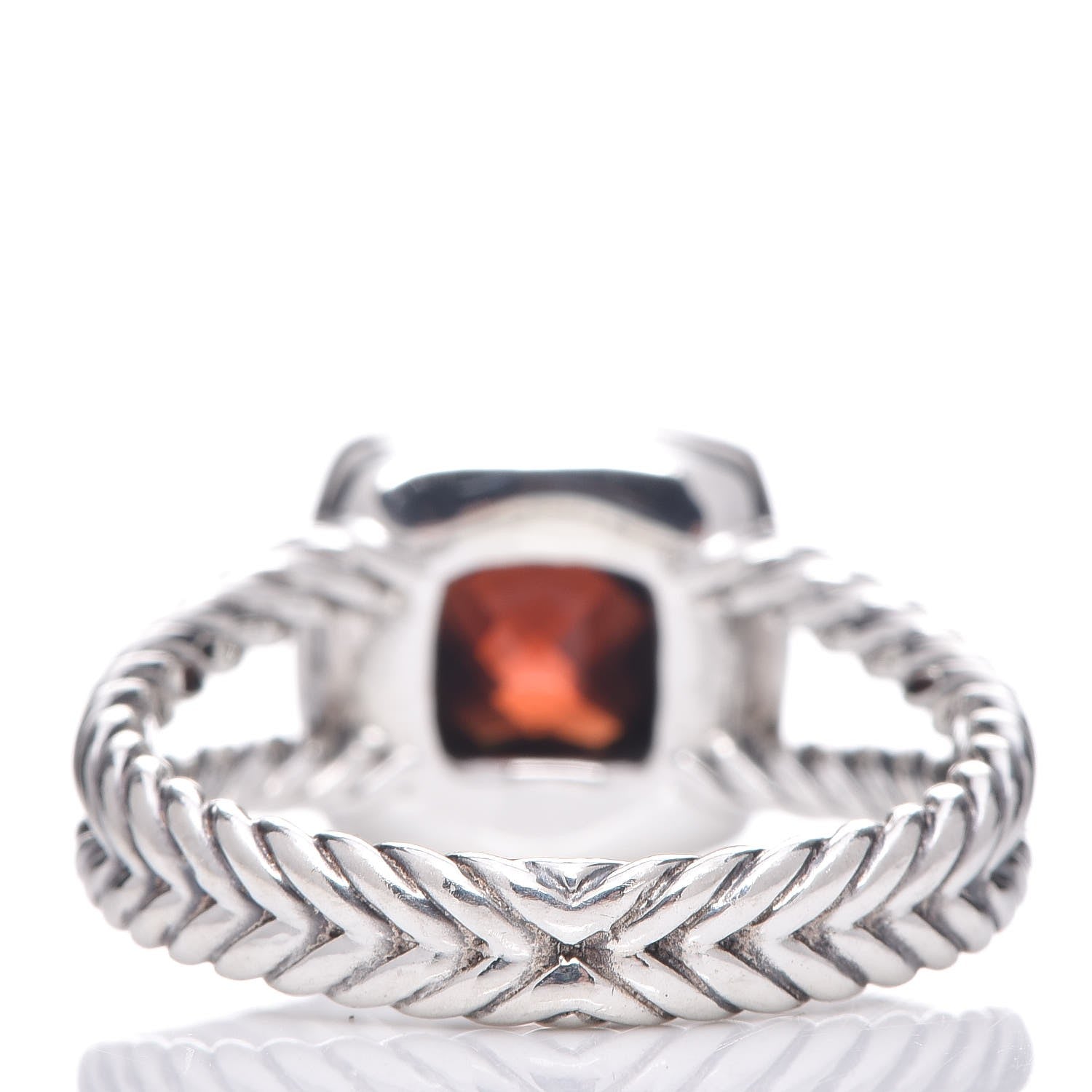 David Yurman Sterling Silver Diamond Garnet 7mm Petite Albion Ring 56 7.5 4 of 5