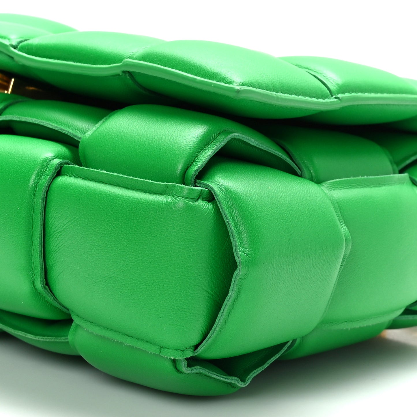 Lambskin Maxi Intreccio Padded Chain Cassette Crossbody Bag Grass