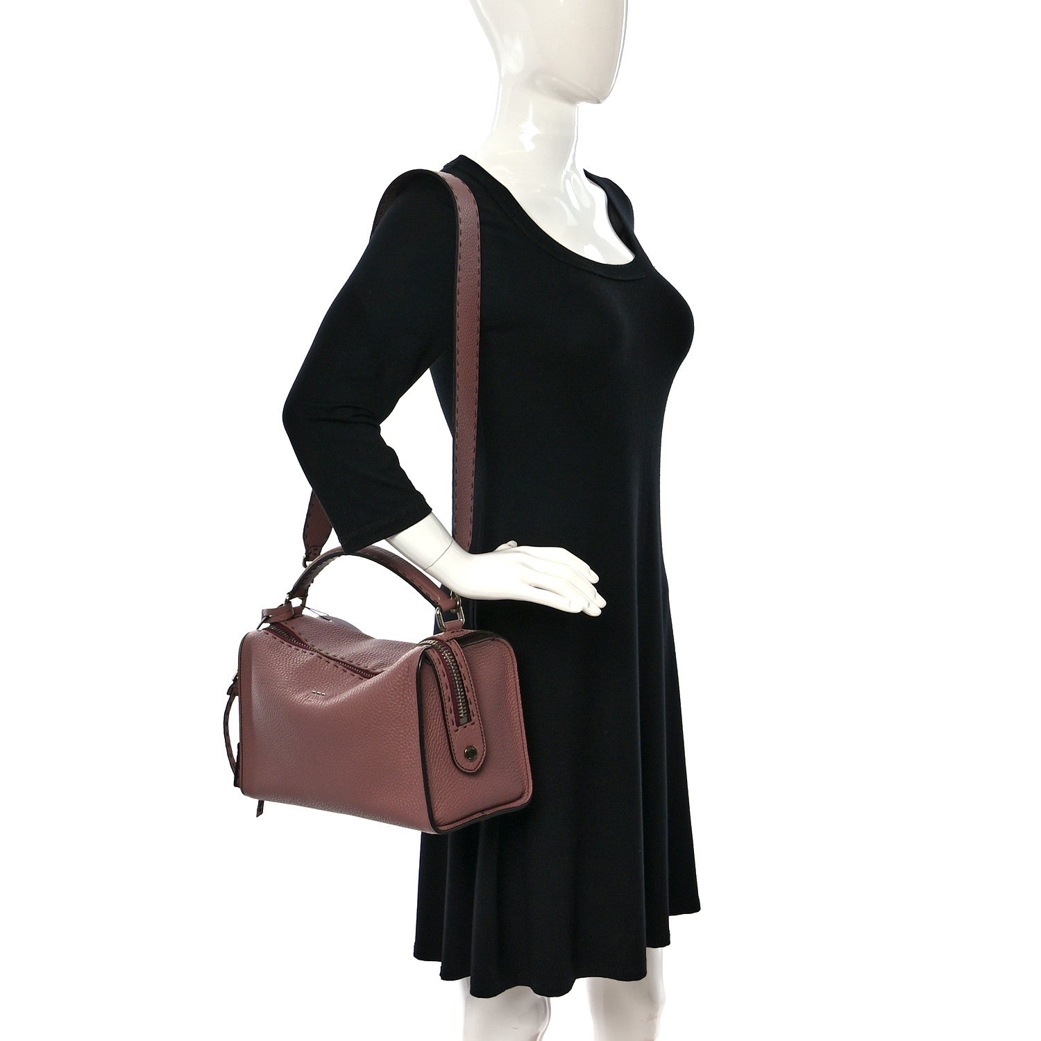Fendi Cuoio Romano Selleria Lei Boston Tote English Rose 2 of 8