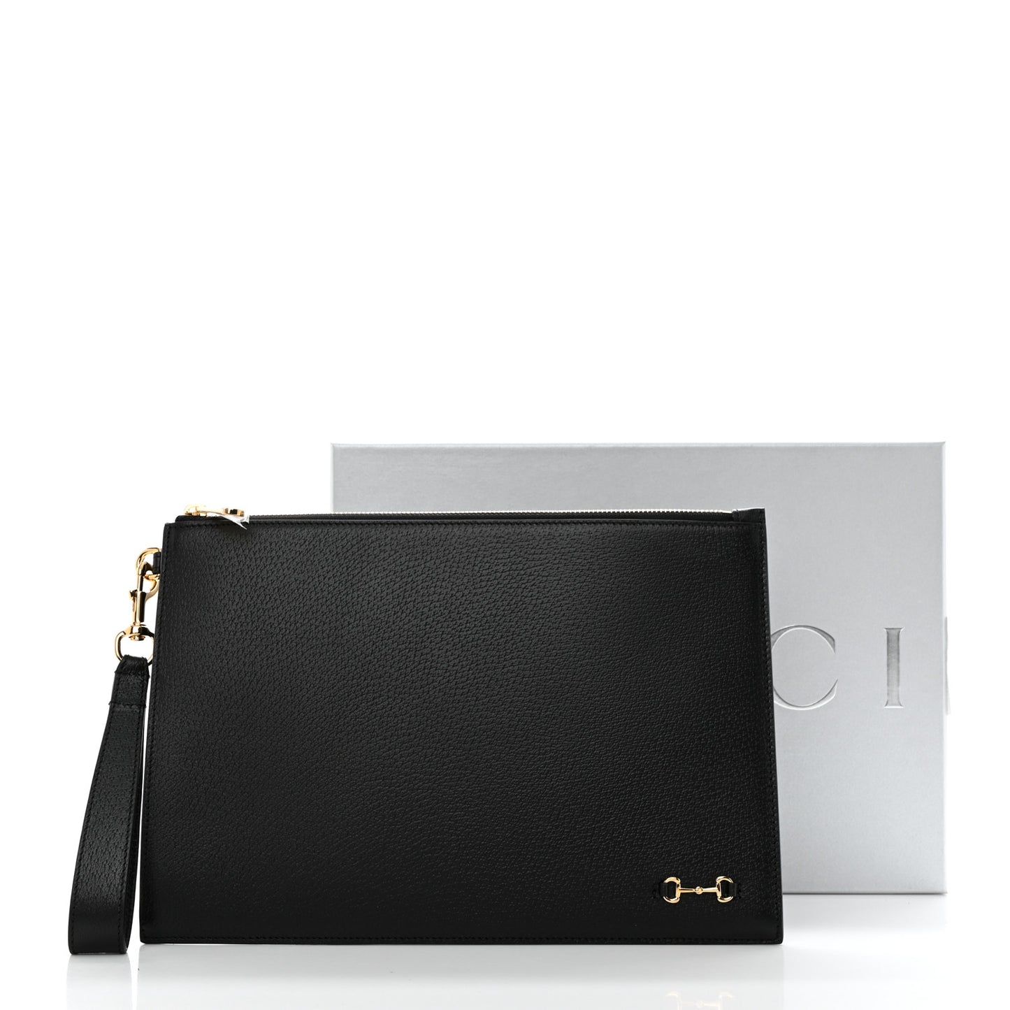 Calfskin Horsebit 1955 Wristlet Pouch Black