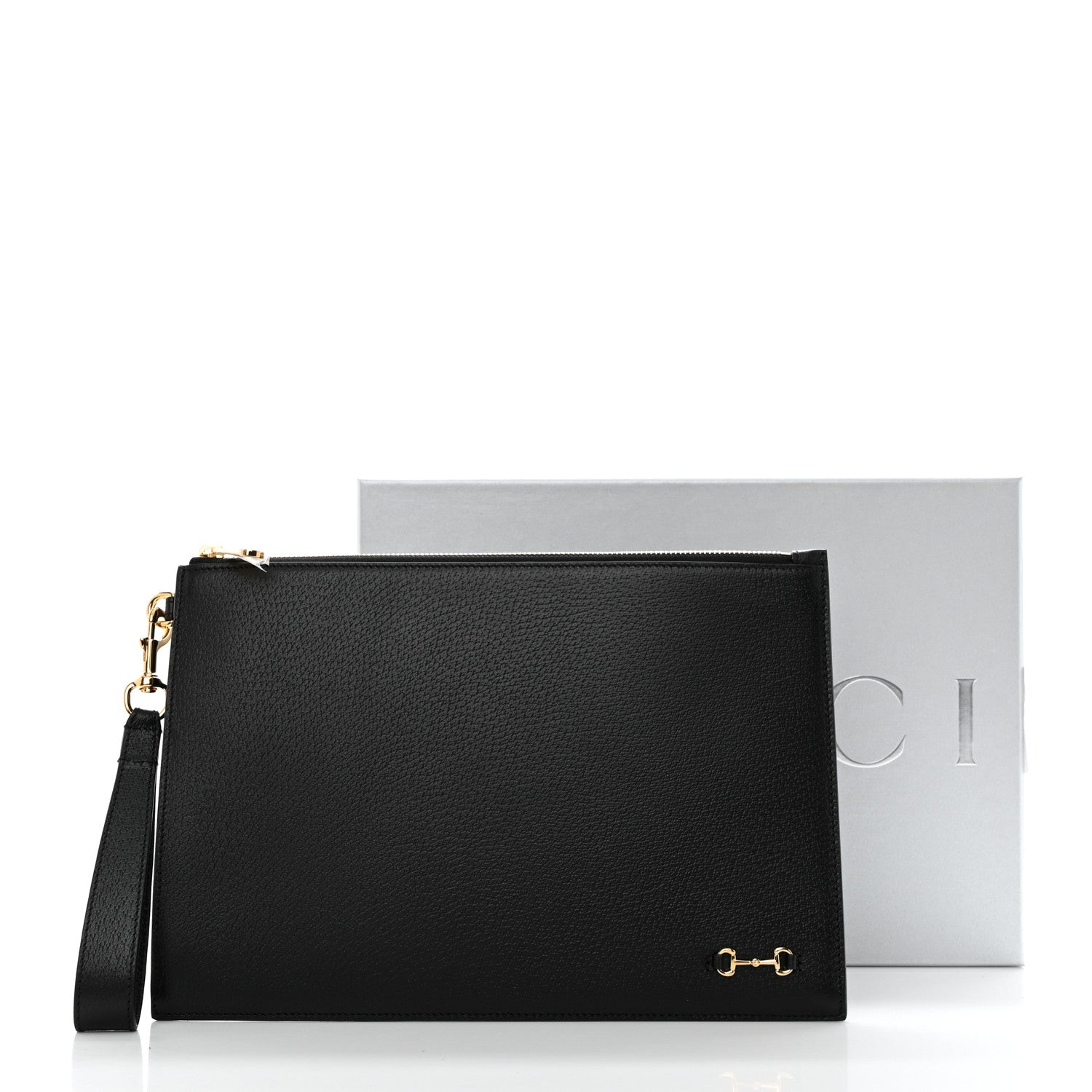 Gucci Calfskin Horsebit 1955 Wristlet Pouch Black 11 of 11