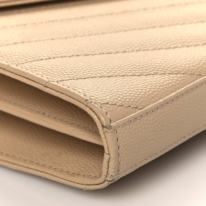 Saint Laurent Grain De Poudre Matelasse Chevron Monogram Chain Wallet Nude Powder 8 of 9