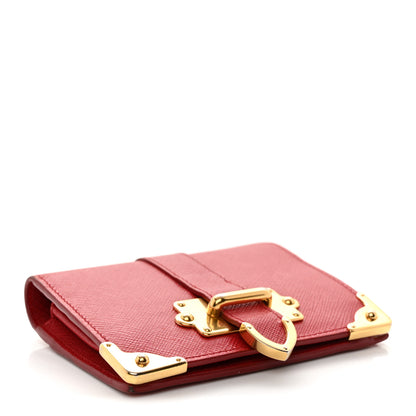 Prada Saffiano Cahier Compact Flap Wallet Fuoco 4 of 10
