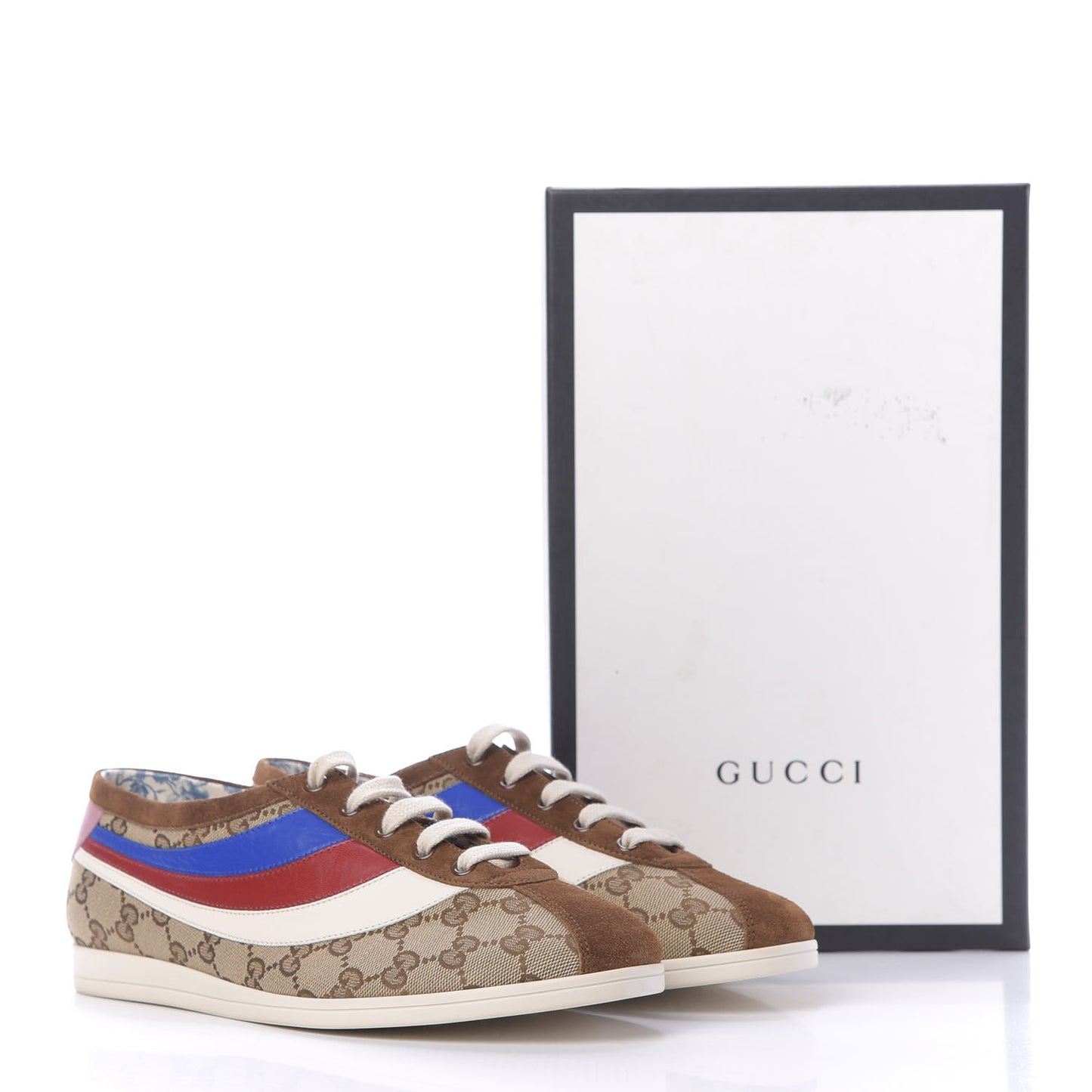 Suede Monogram Web Womens Falacer Sneakers 42 Nocciola Beige Mystic White Hibiscus Red