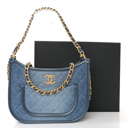Chanel Washed Denim Quilted Hobo Blue 11 of 11