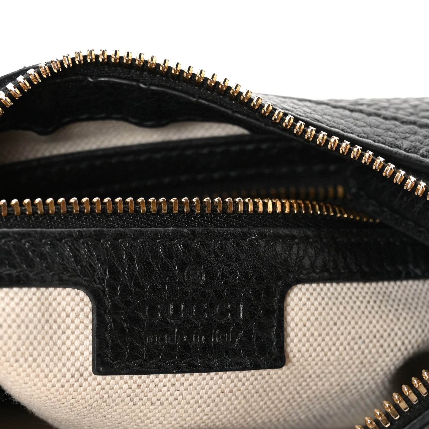 GG Grainy Calfskin Emblem Small Half Moon Shoulder Bag Black
