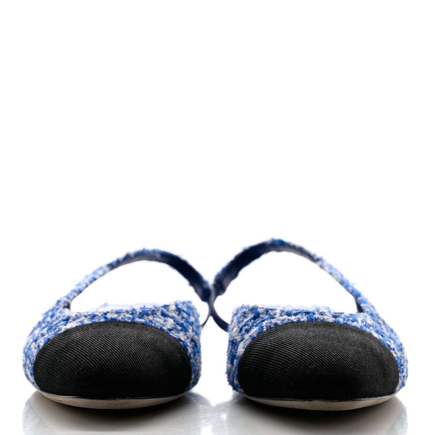 Tweed Cap Toe CC Slingback Flat 38.5 Blue Black