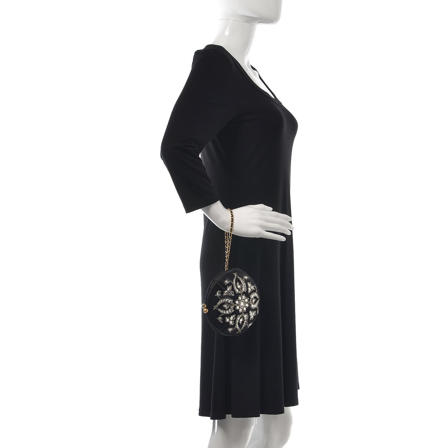 Satin Crystal Evening Wristlet Clutch Black