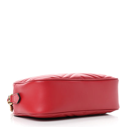 Gucci Calfskin Matelasse Small GG Marmont Chain Shoulder Bag Hibiscus Red 4 of 9