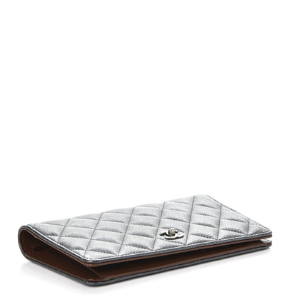 Chanel Metallic Calfskin Quilted Yen Wallet Charcoal 4 of 9