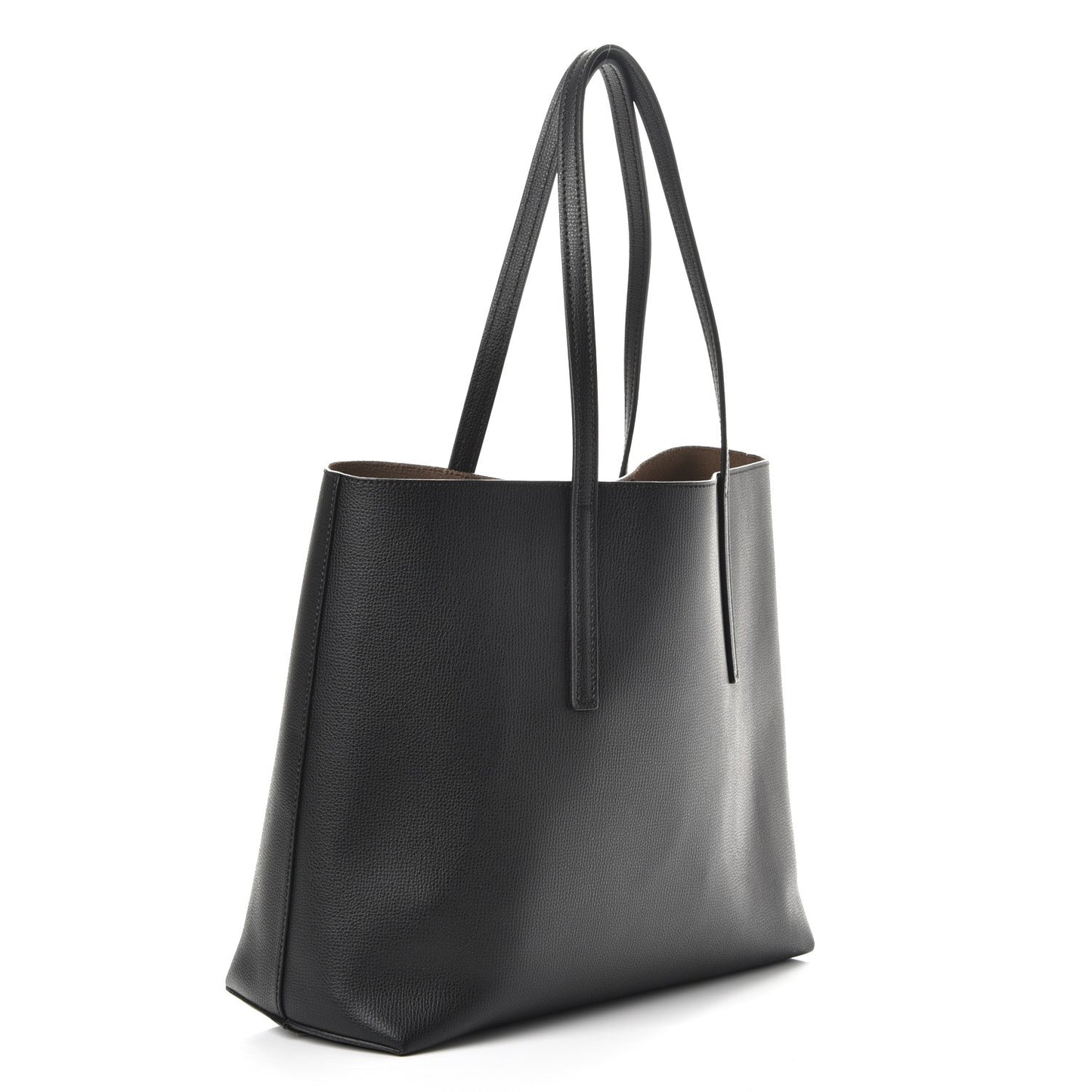 Vitello Vienna Enamel F is Fendi Shopping Tote Black Taupe