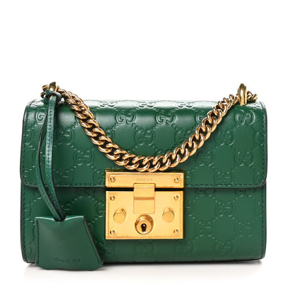 Gucci Guccissima Small Padlock Shoulder Bag Emerald 1 of 11