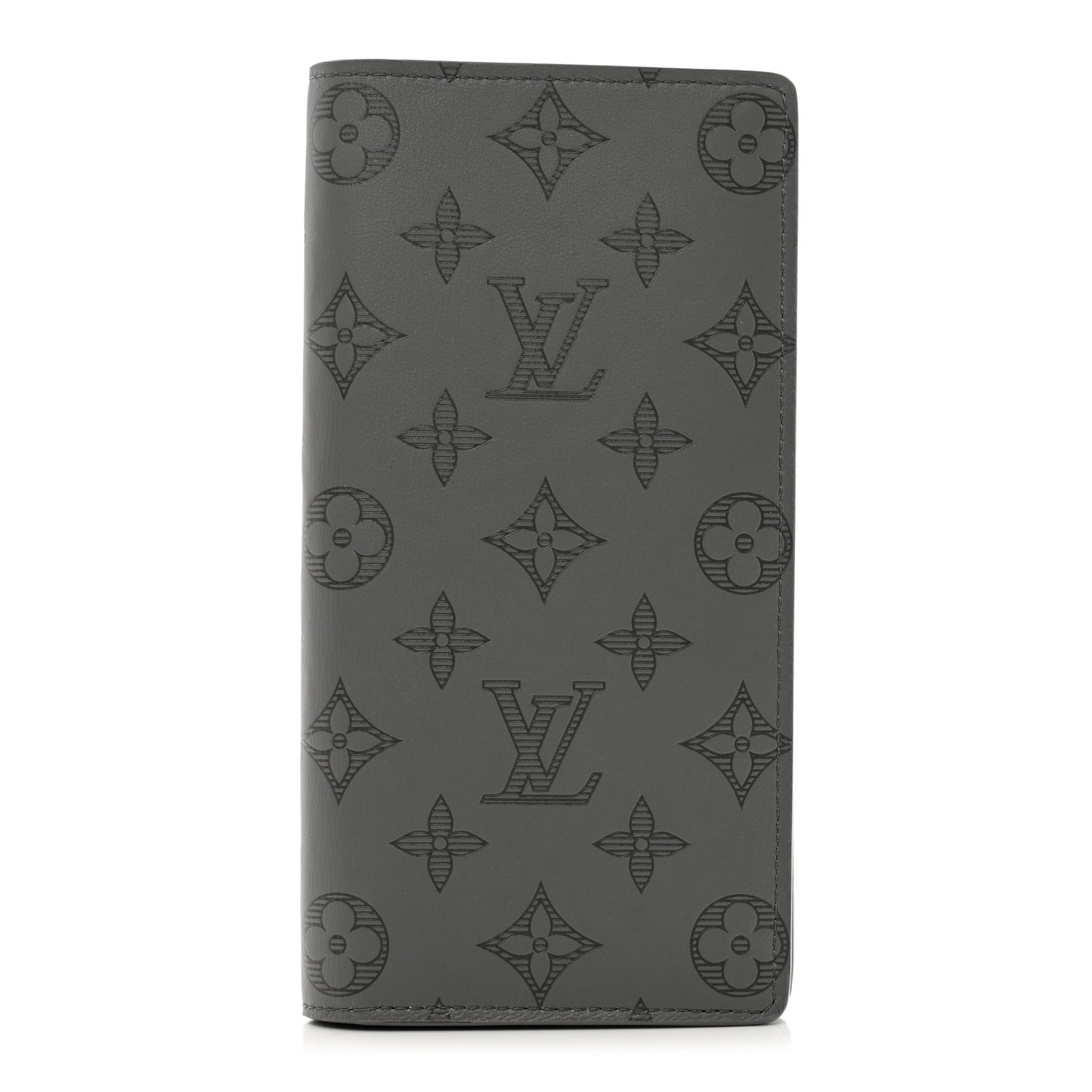 Calfskin Monogram Shadow Brazza Wallet Anthracite Gray