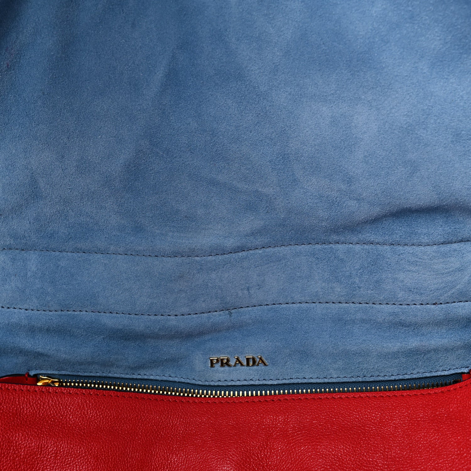 Prada Shearling Fur Calfskin Suede Shoulder Bag Red 11 of 11