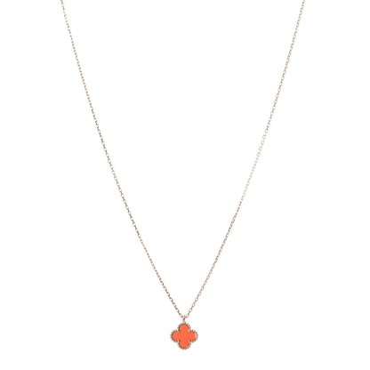Van Cleef & Arpels 18K Rose Gold Carnelian Sweet Alhambra Pendant Necklace 1 of 8