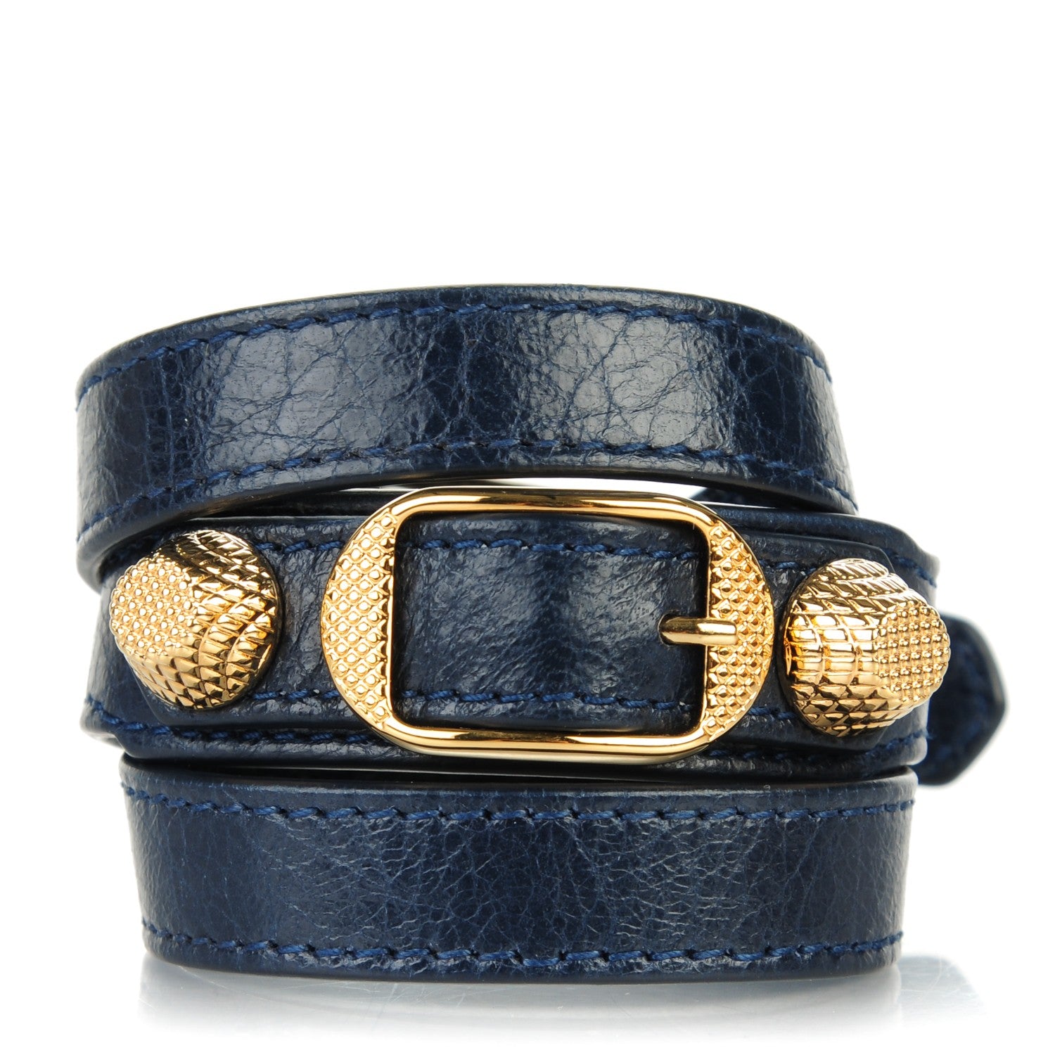 Balenciaga Agneau Giant 12 Gold Hardware Triple Tour Bracelet S Bleu Obscur 1 of 7