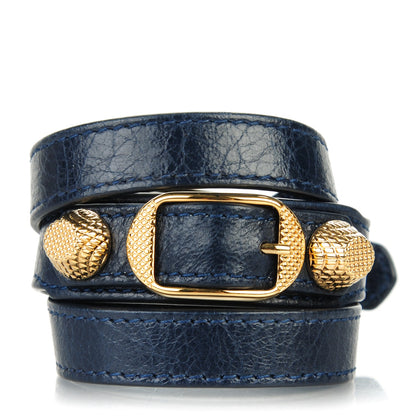 Balenciaga Agneau Giant 12 Gold Hardware Triple Tour Bracelet S Bleu Obscur 1 of 7