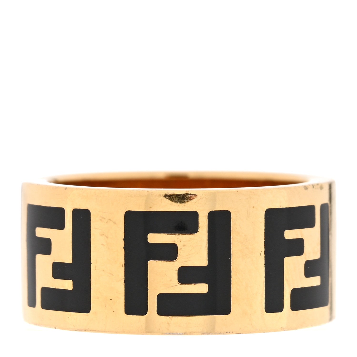 Fendi Metal Enamel Forever Fendi Ring L 58 8.25 Gold Black 3 of 4