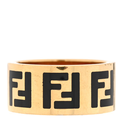 Fendi Metal Enamel Forever Fendi Ring L 58 8.25 Gold Black 3 of 4