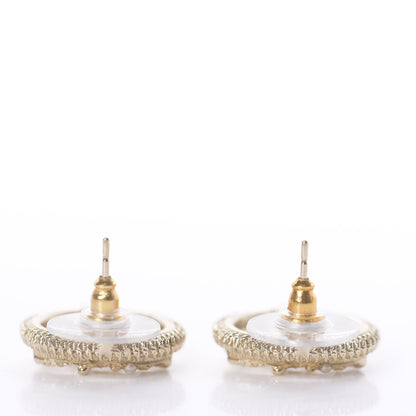Chanel Pearl Crystal CC Round Earrings Gold 3 of 5