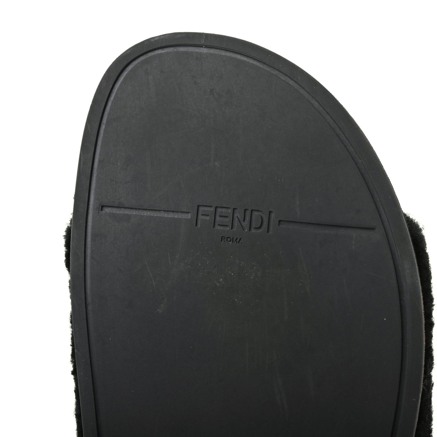 Fendi Shearling Logo Slide Sandals 36.5 Black Latte Brownie 6 of 11