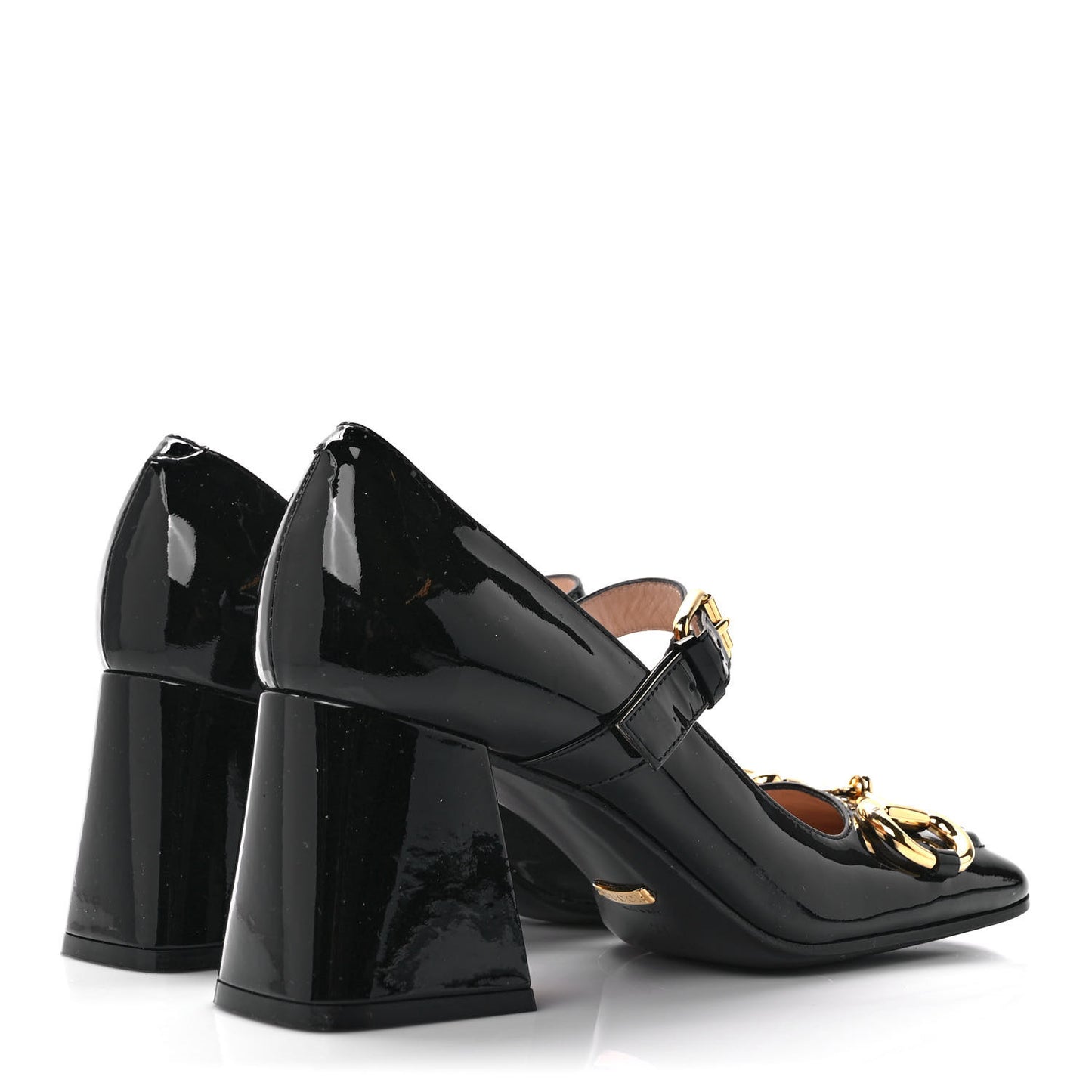 Patent Womens Horsebit Mid-Heel Mary Jane Pumps 37 Black