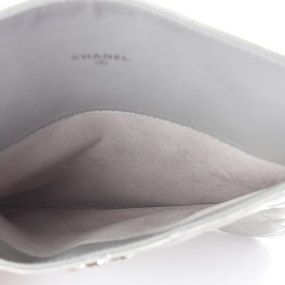 Chanel Patent Quilted Brilliant iPad Case Grey 5 of 9