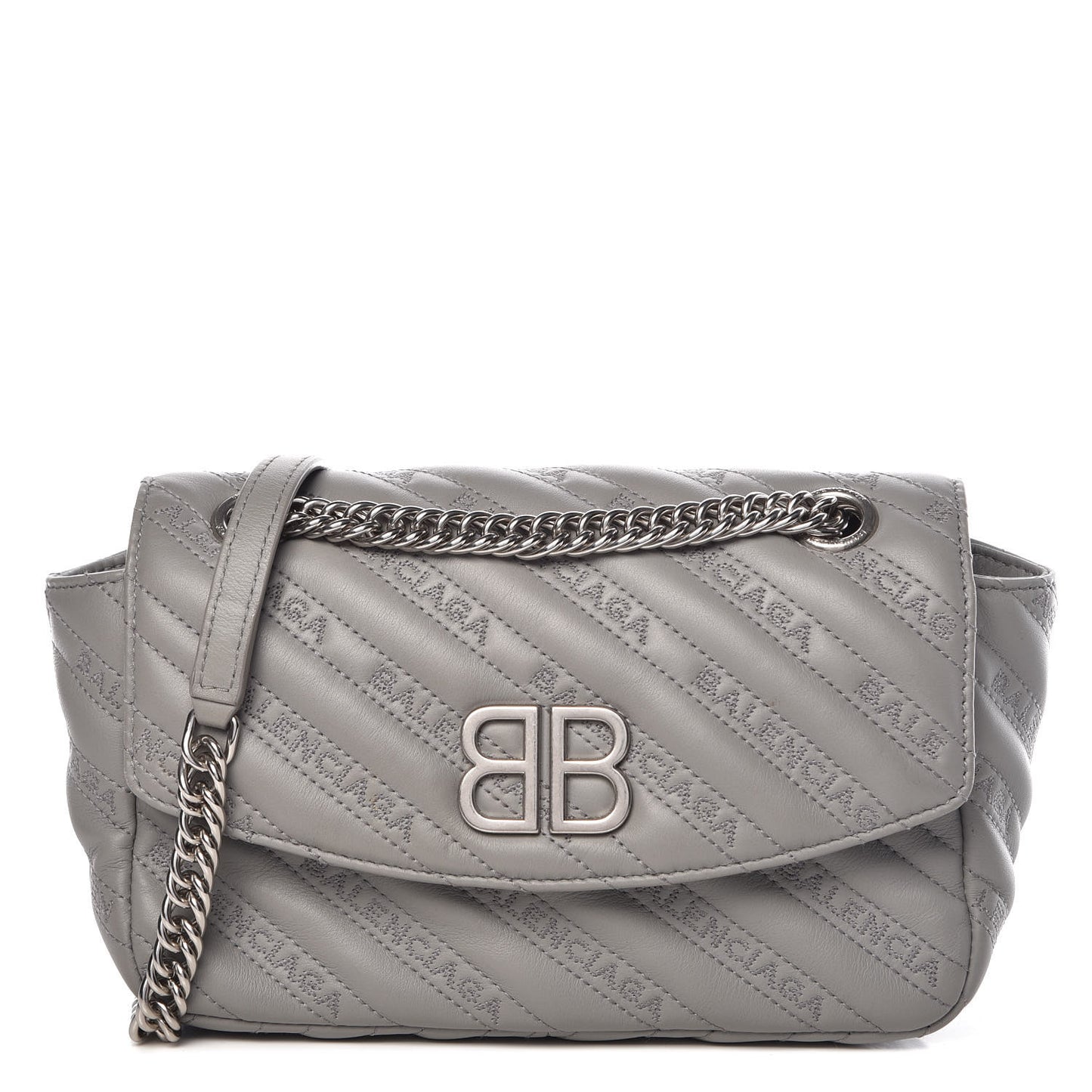 Calfskin Logo Matelasse S BB Round Shoulder Bag Gris Haussmannien