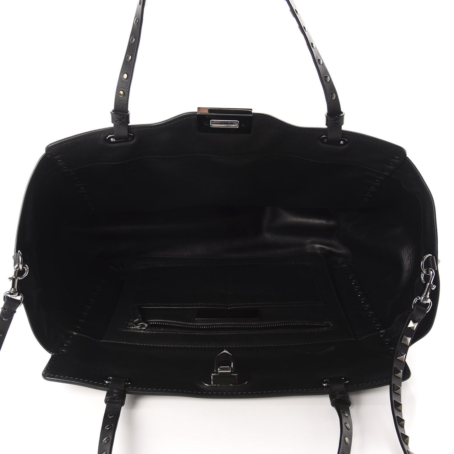 Vitello Medium Rockstud Tote Black