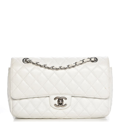 Chanel Washed Caviar Quilted Medium Double Flap White 1 of 11