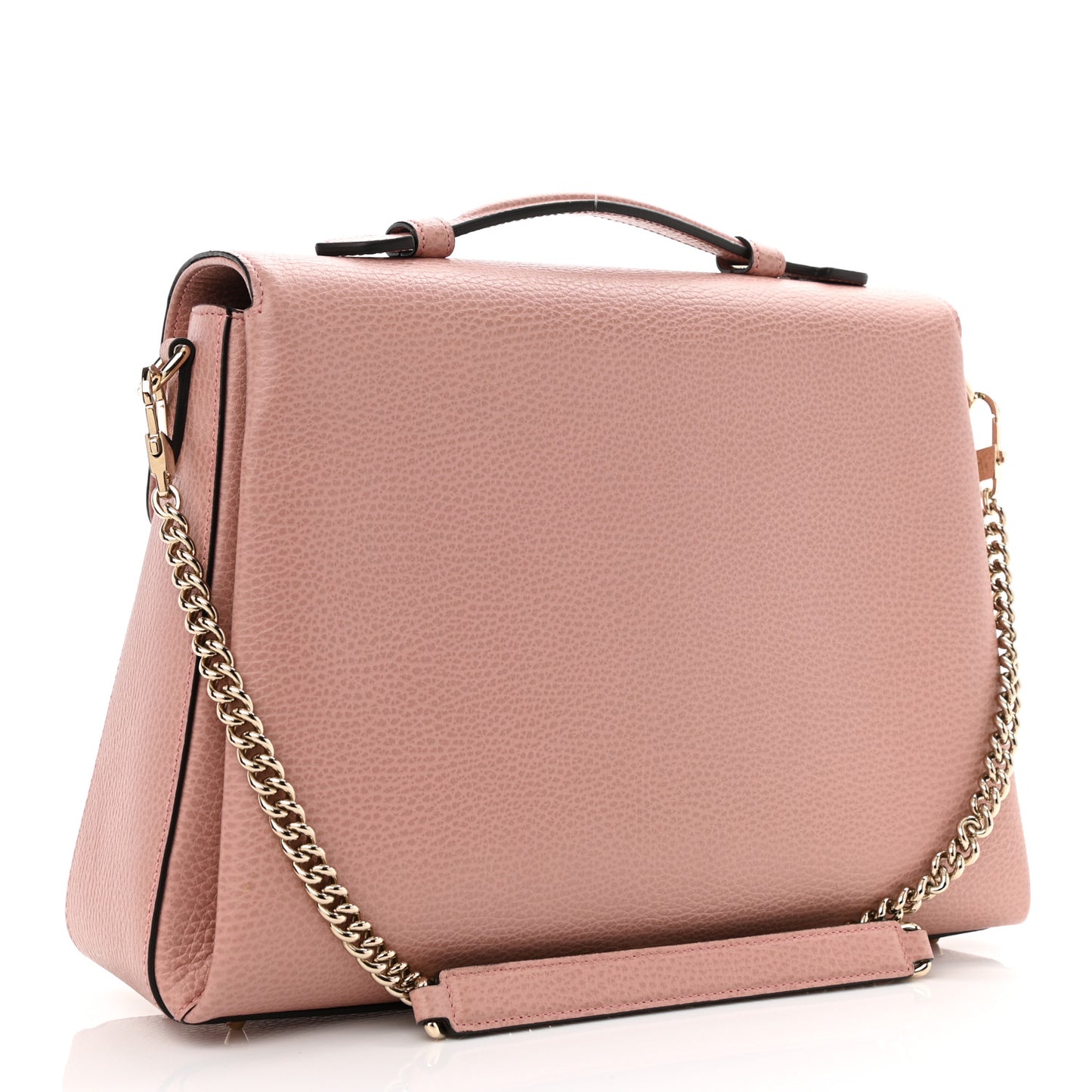 Dollar Calfskin Medium Interlocking G Top Handle Shoulder Bag Soft Pink