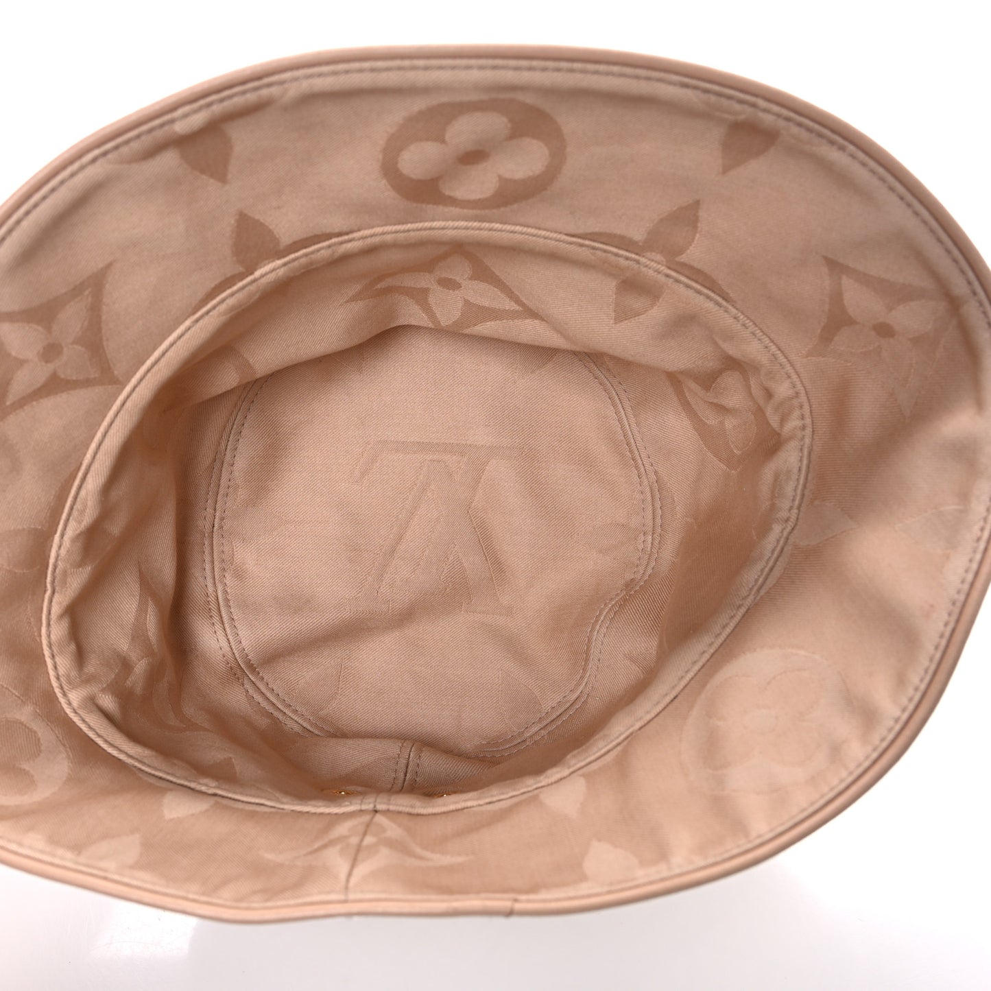 Cotton Monogram Flower Tile Reversible Bucket Hat Beige
