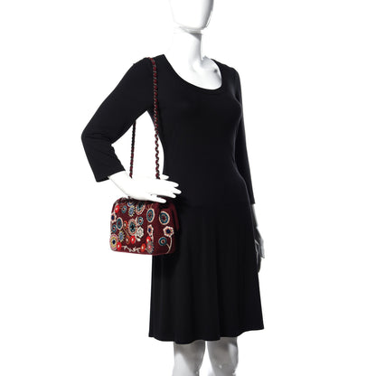 Chanel Felt Flower Embroidered Medium Double Flap Burgundy Multicolor 2 of 13