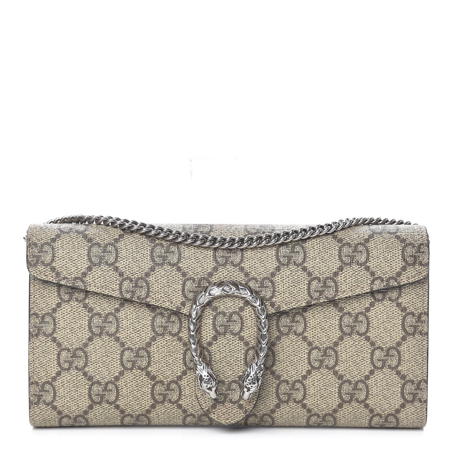 GG Supreme Monogram Dionysus Chain Clutch Wallet Beige Black