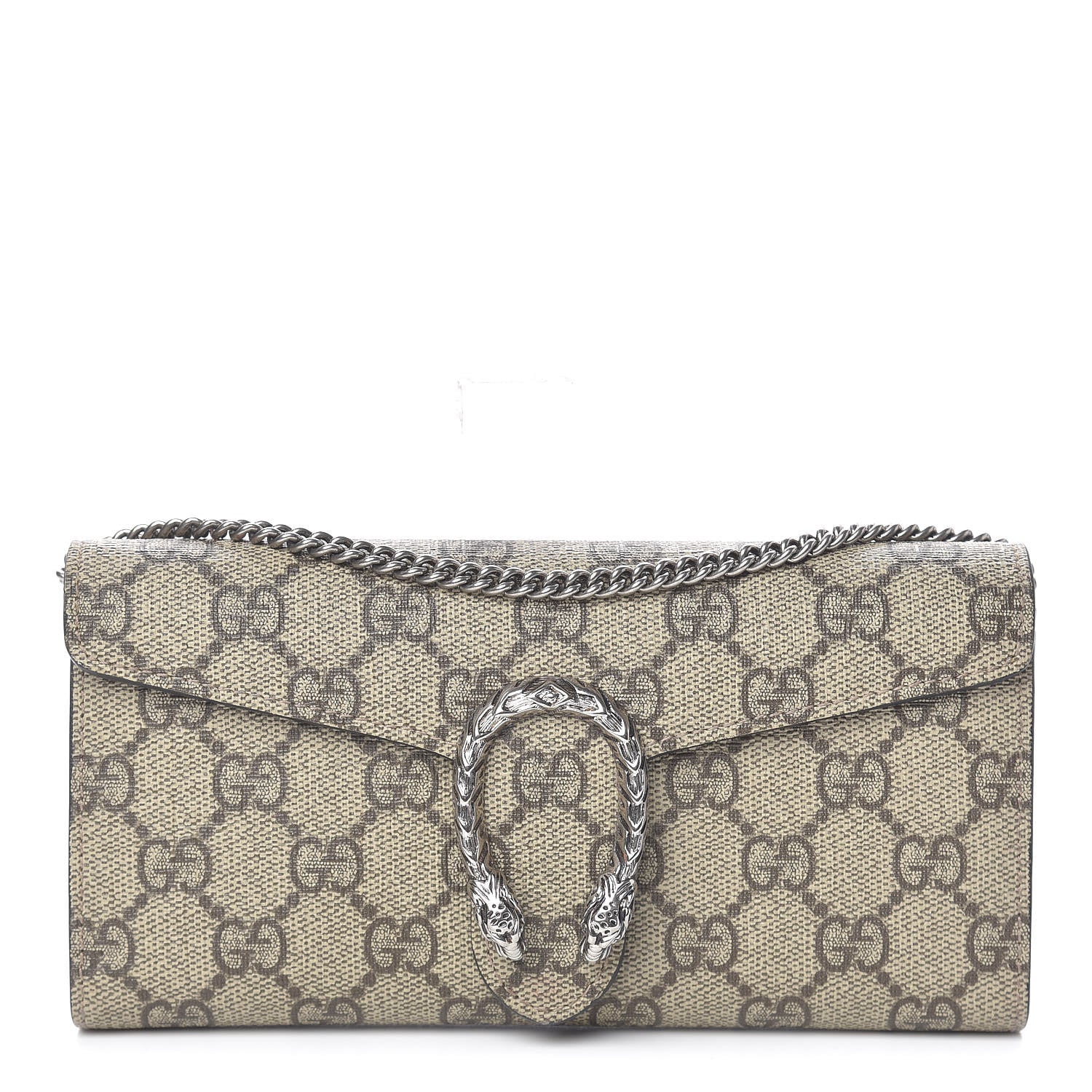 Gucci GG Supreme Monogram Dionysus Chain Clutch Wallet Beige Black 1 of 10