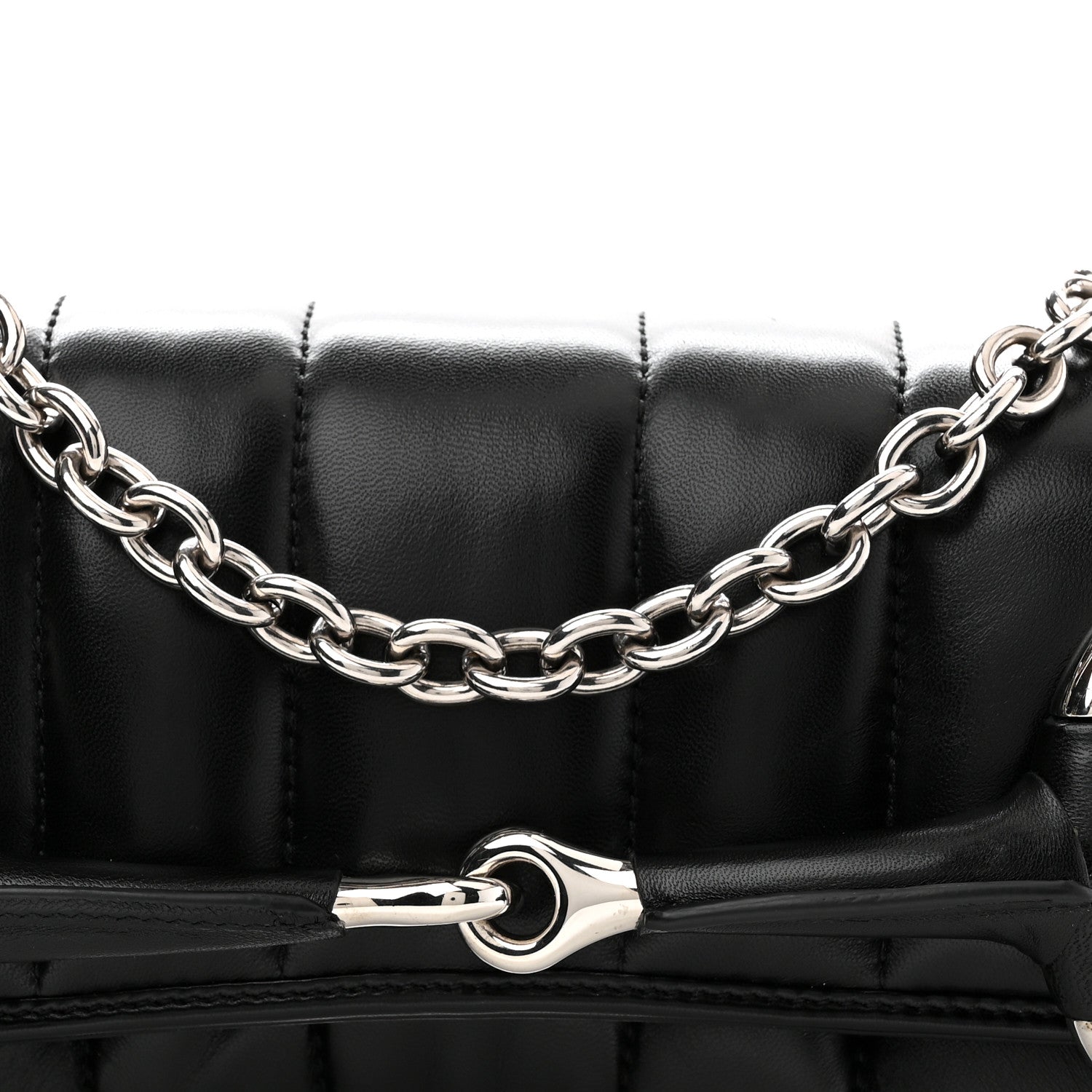 Gucci Nappa Vertical Matelasse Medium Maxi Horsebit Chain Shoulder Bag Black 8 of 10