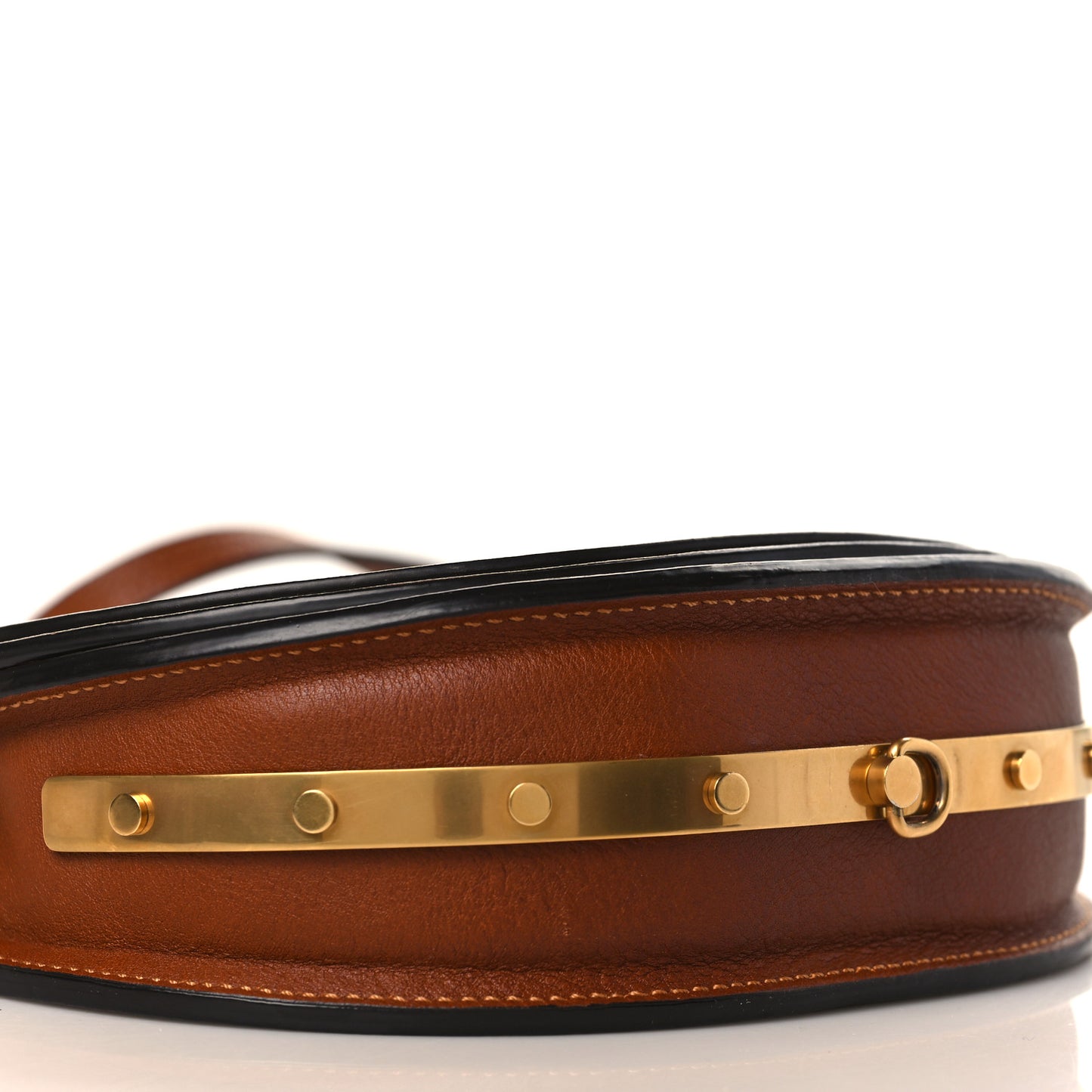 Calfskin Small Nile Bracelet Minaudiere Bag Caramel