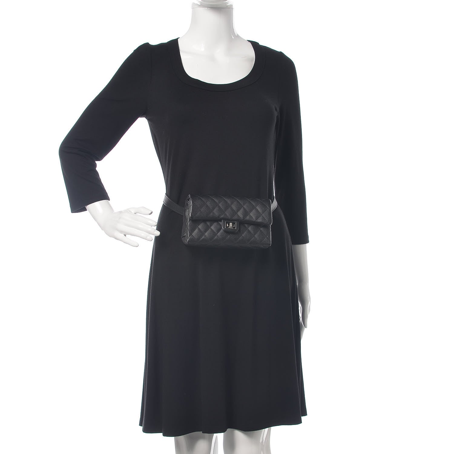 Chanel Grained Calfskin Quilted 2.55 Reissue Flap Belt Bag Clutch Black 2 of 9