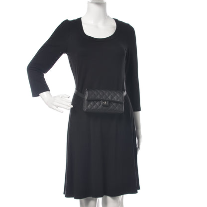 Chanel Grained Calfskin Quilted 2.55 Reissue Flap Belt Bag Clutch Black 2 of 9