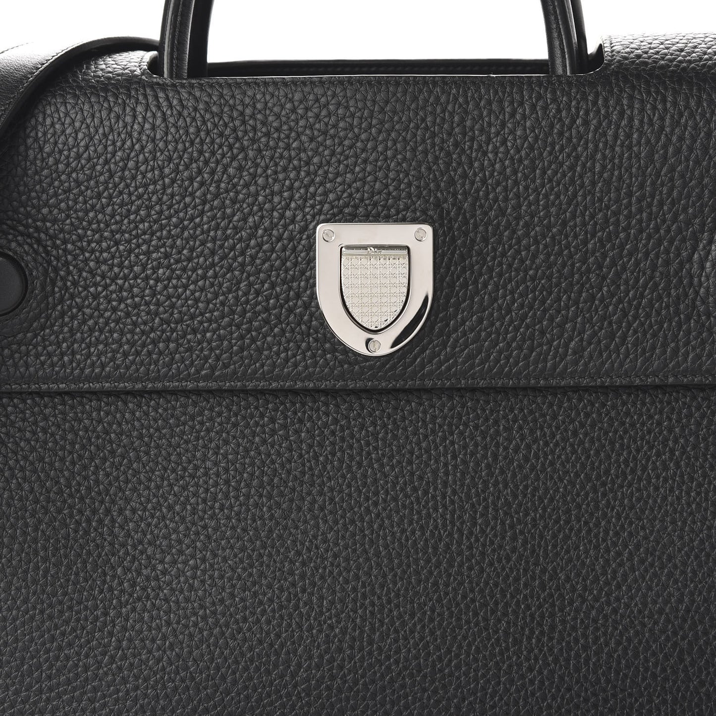 Grained Calfskin Large Diorever Flap Black