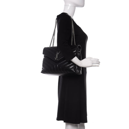 Saint Laurent Calfskin Y Quilted Monogram Medium Loulou Chain Satchel Black 2 of 11