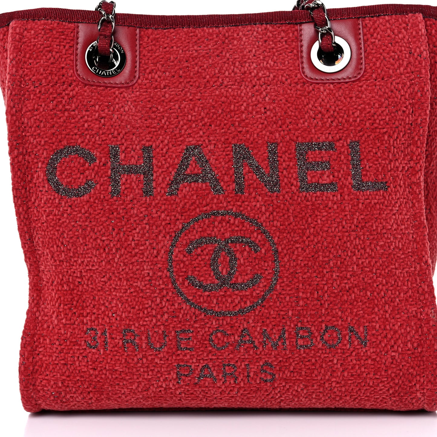 Lurex Boucle Mini Deauville Tote Red