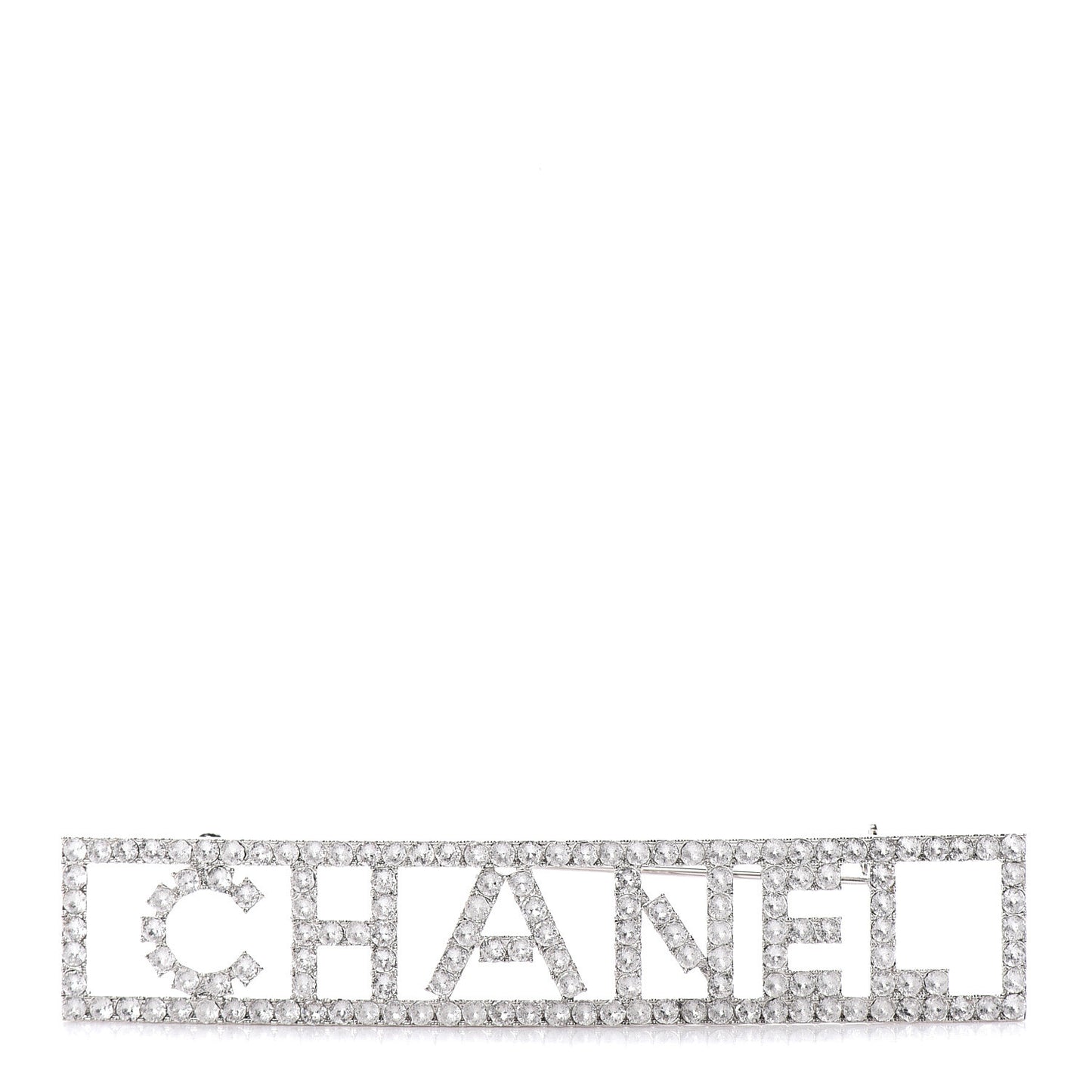 Crystal Logo Brooch Silver