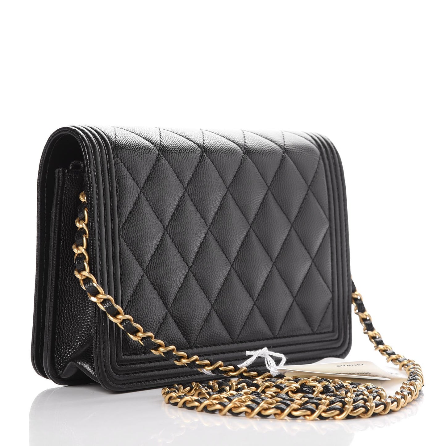 Caviar Quilted Boy Wallet On Chain WOC Black