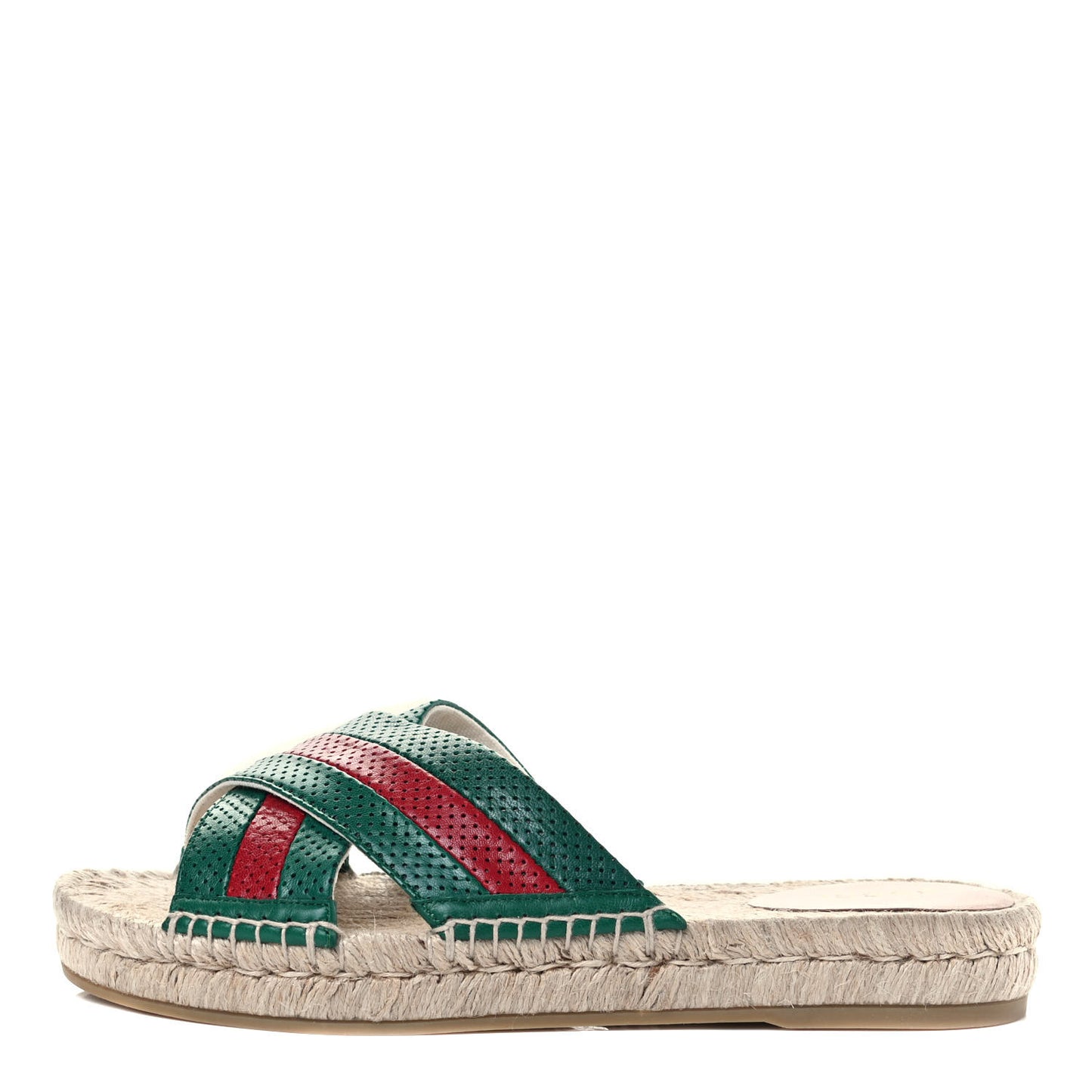 Malaga Kid Perforated Criss Cross Espadrille Slide Sandals 38 Emerald Hibiscus Red