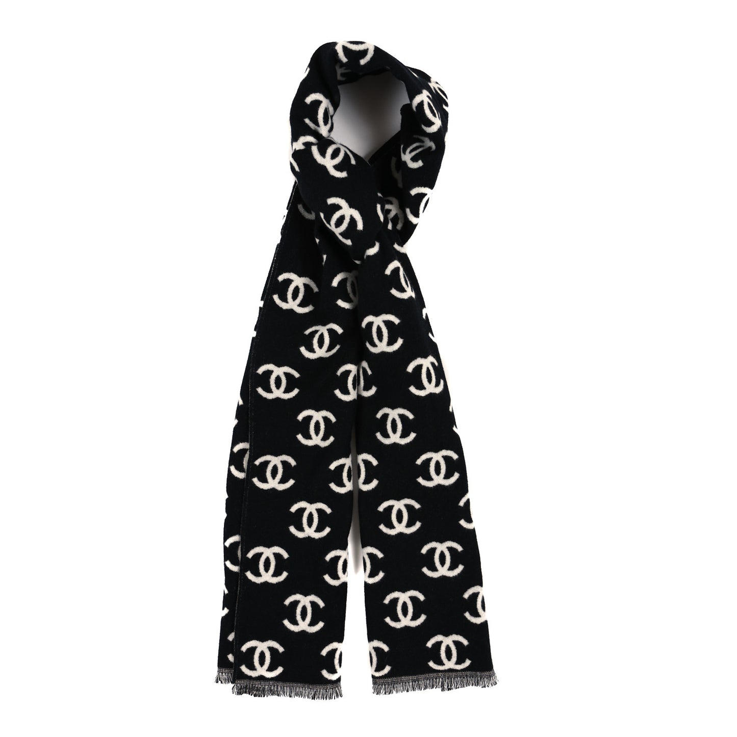 Wool Cashmere CC Scarf Black White