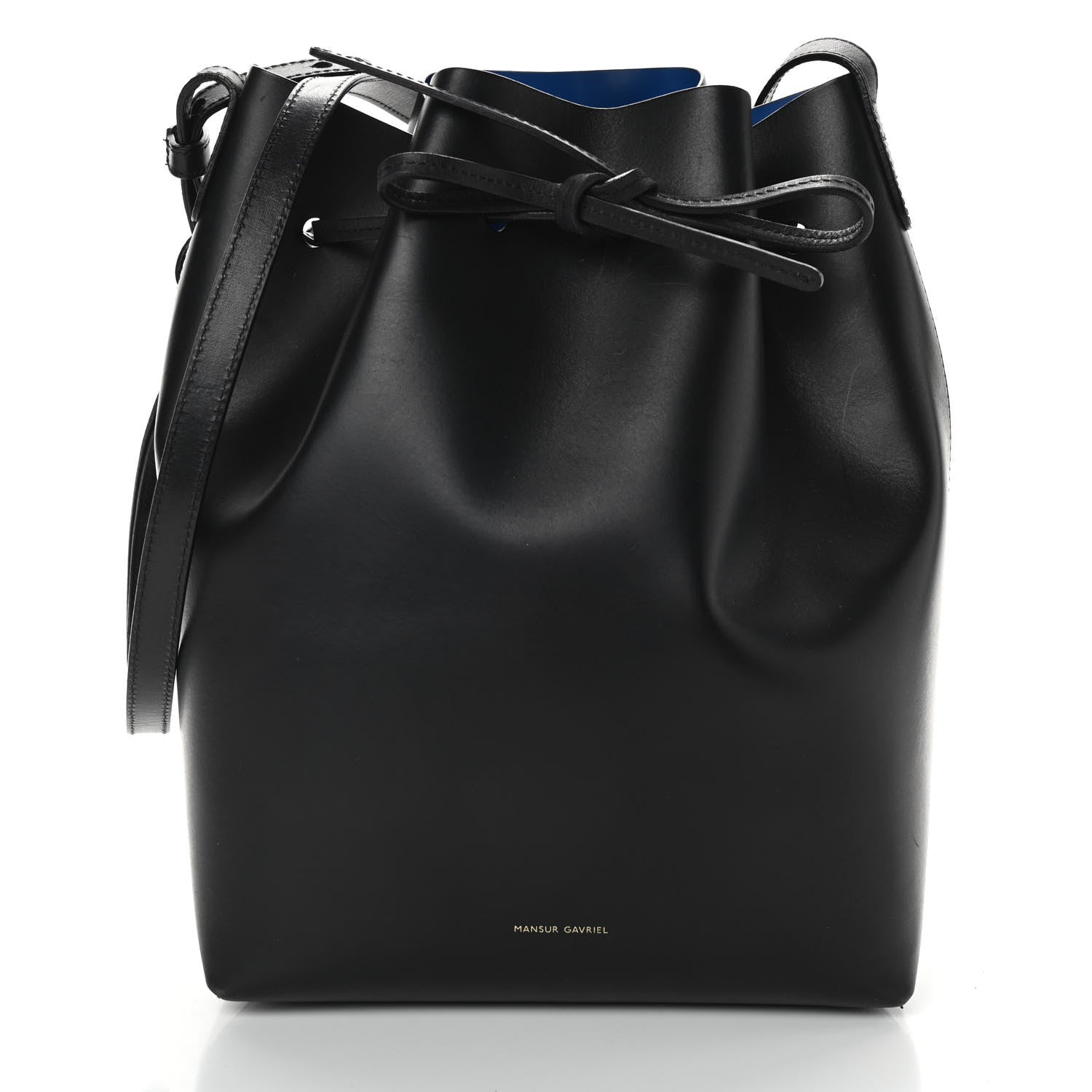 Mansur Gavriel Vegetable Tanned Calfskin Bucket Bag Black Royal 3 of 10